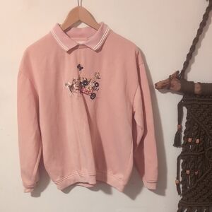 5 For $20 Pink Sweatshirt with Floral Embroidery